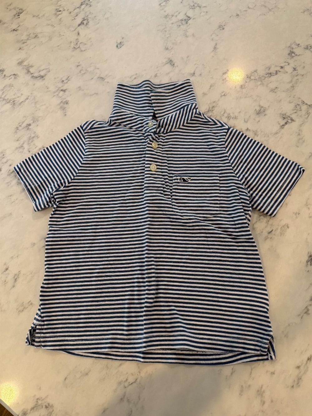 Vineyard Vines Boys Blue and White Stripe Cotton Polo